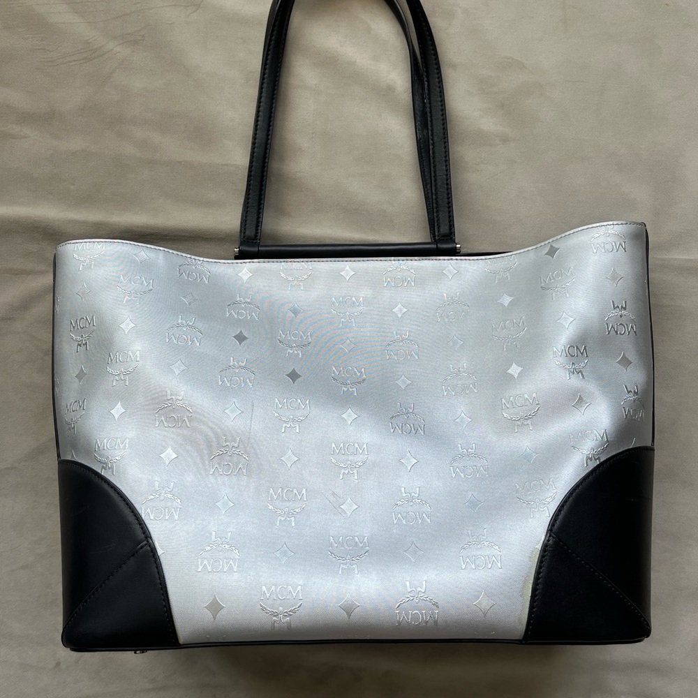 MCM Silver & Black Large Tote